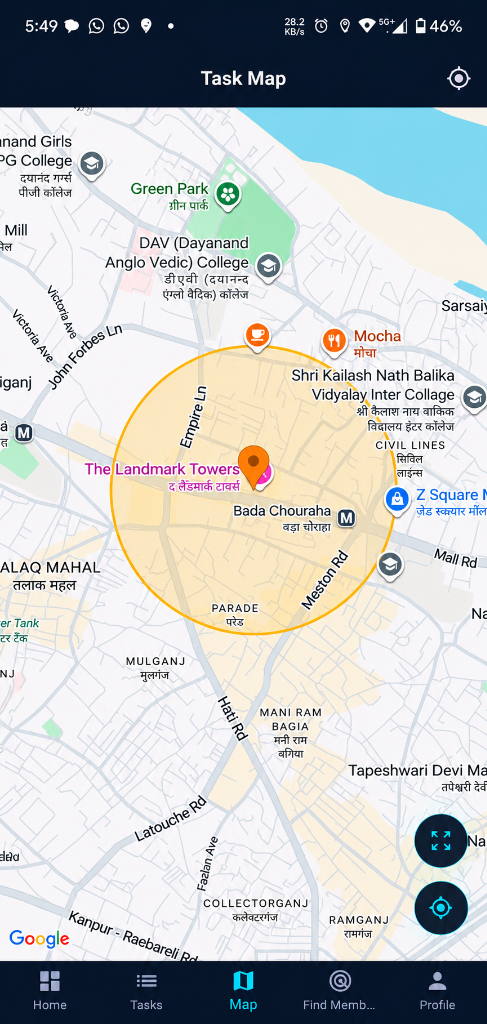 Task Map with Geofence